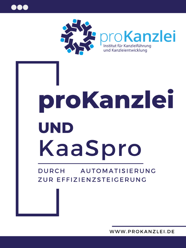 Titelseite eines proKanzlei Informationsdokuments zu proKanzlei und KaaSpro über Automatisierung und Effizienzsteigerung in Steuerkanzleien.